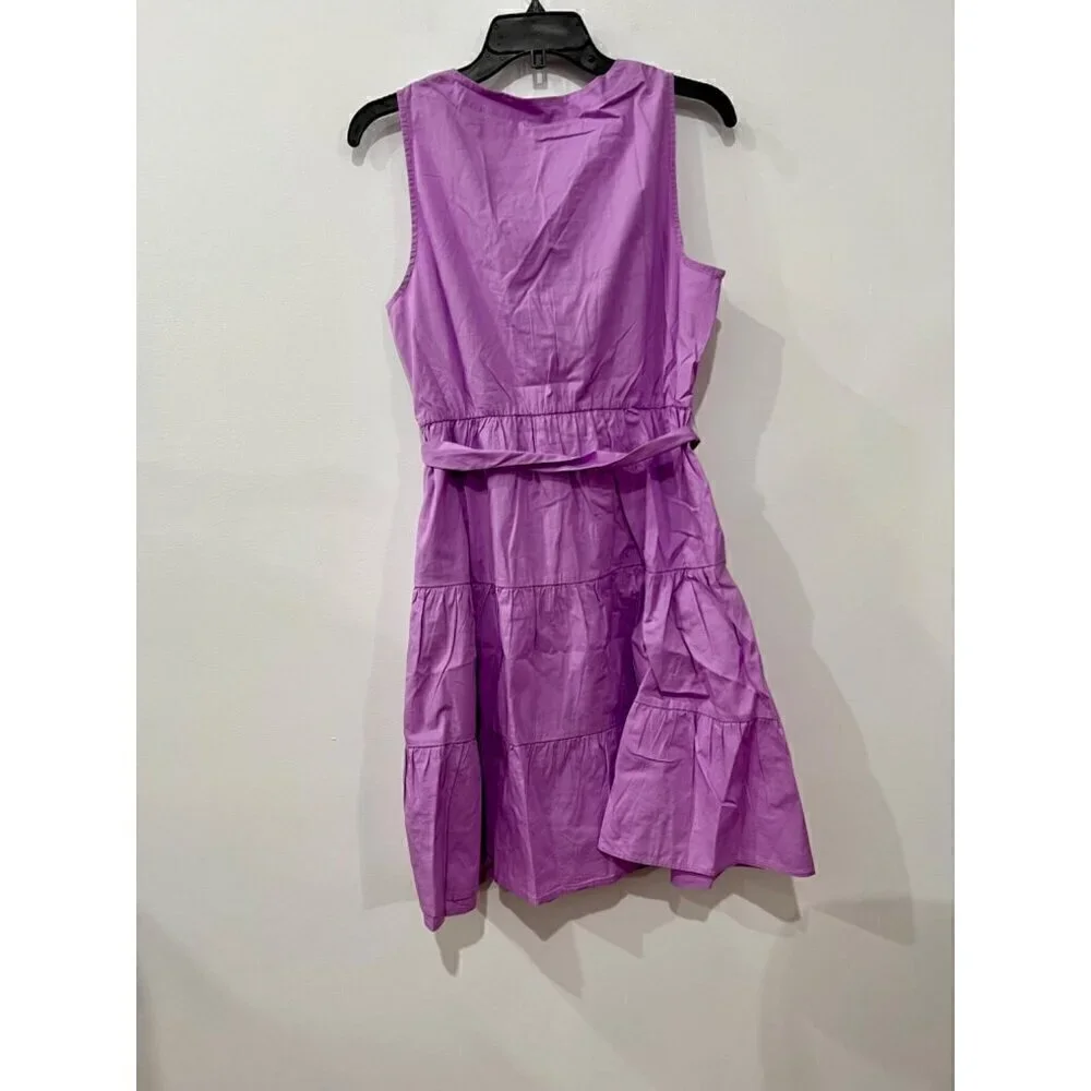 New J. Crew Size 10 Faux-Wrap Sleeveless Mini Dress Purple *Stain*